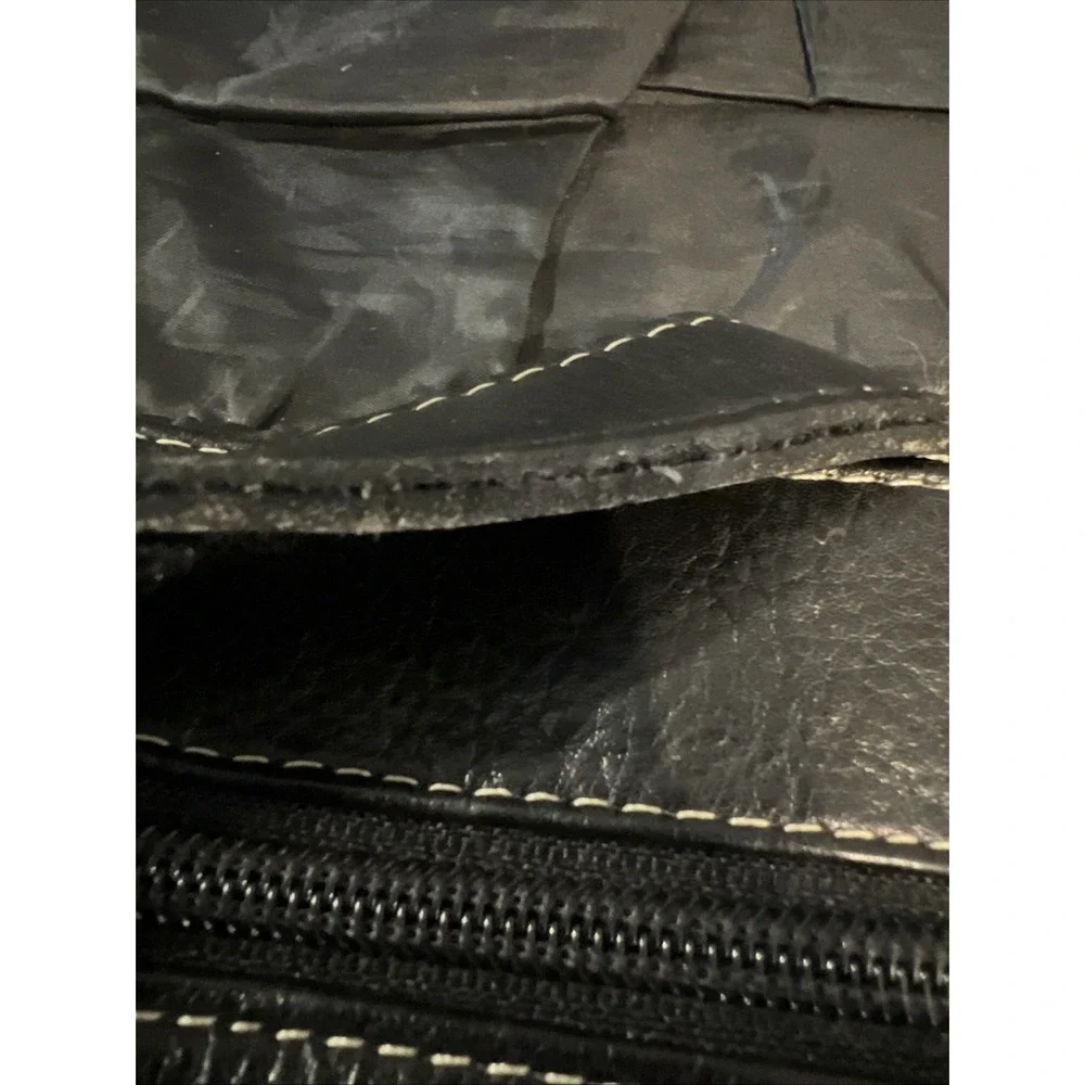 Latico Vintage Black Leather Messenger Briefcase Travel Tote Crossbody Work Bag